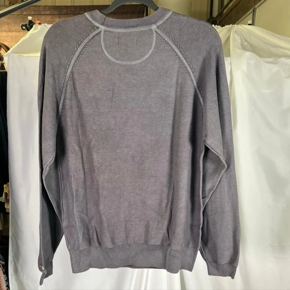 Bob Timberlake Mens Gray Knit Long Sleeve‎ Crewneck Sweater Size S Cotton